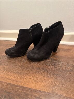 Black Suede Women’s Ankle Booties with Side Zip
